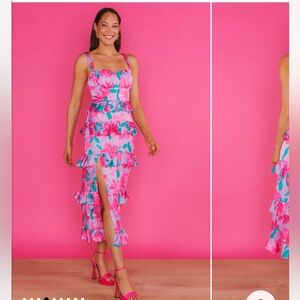 Show Me Your Mumu Monique Midi Dress size small (Garden Party Purple)